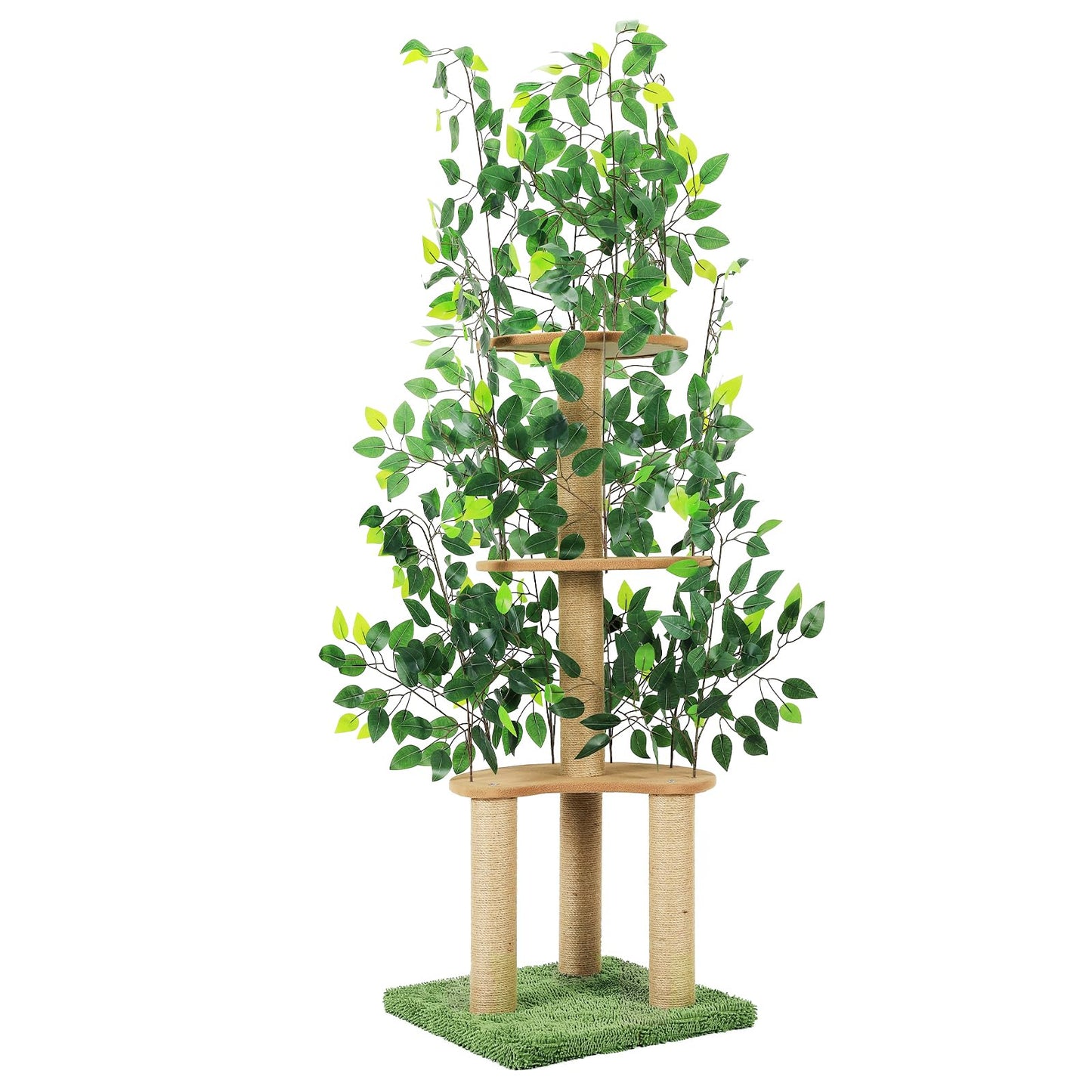 Leafy Green Cat Condo Tower with Scratching Post