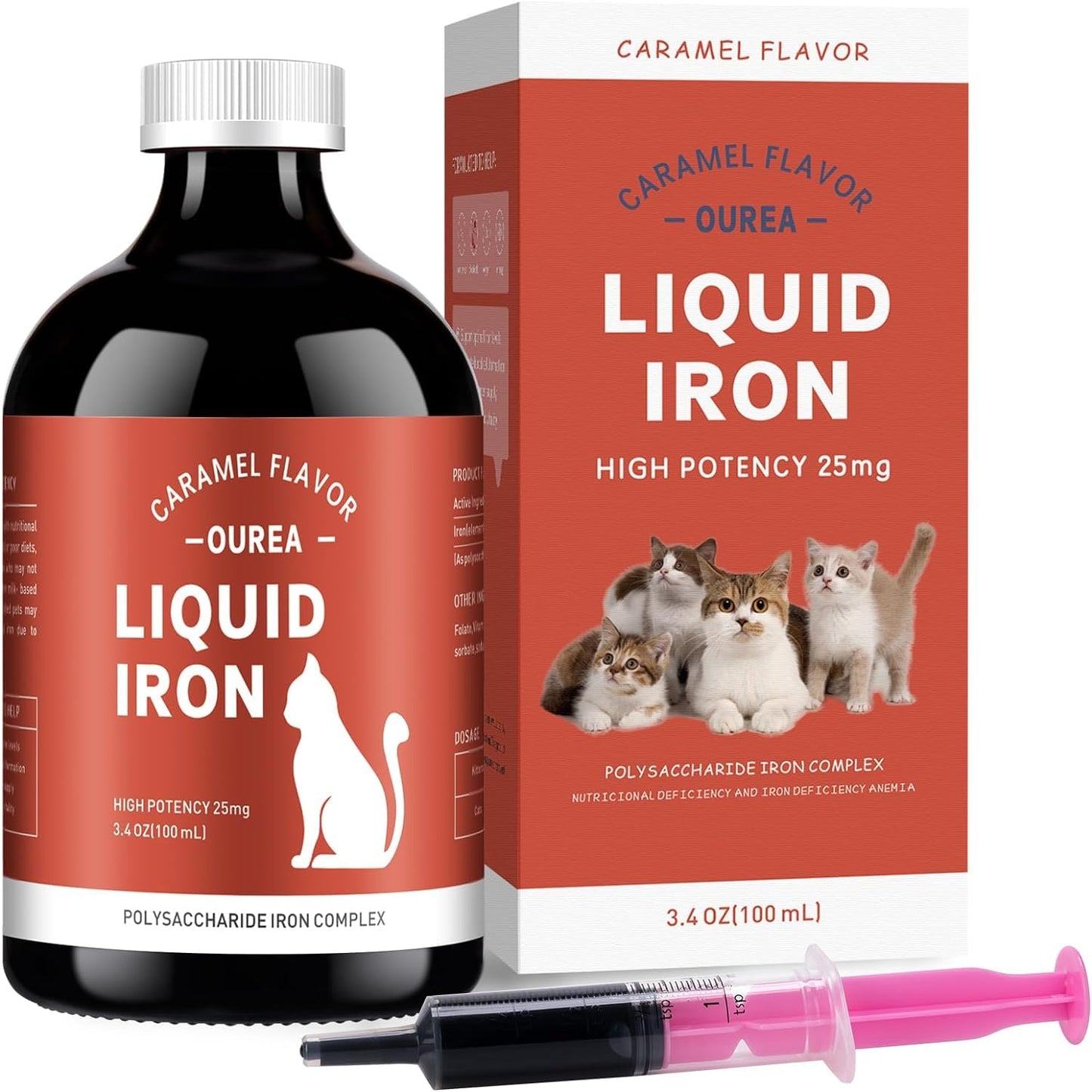 Iron Supplements for Cats - Liquid Iron for Anemia with Cat Vitamins Support Iron Levels Promote Red Cell Boost Energy and Vitality in Cat Health 3.4oz(100ml)