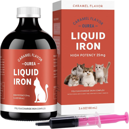 Iron Supplements for Cats - Liquid Iron for Anemia with Cat Vitamins Support Iron Levels Promote Red Cell Boost Energy and Vitality in Cat Health 3.4oz(100ml)