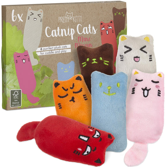 Catnip Toys for Cats: Cat Pillow Set with 6 Cat Toys with Catnip – Fluffy Pillow Cat Toy with Catnip – Kitten Toys – Cat Accessories by Pretty Kitty