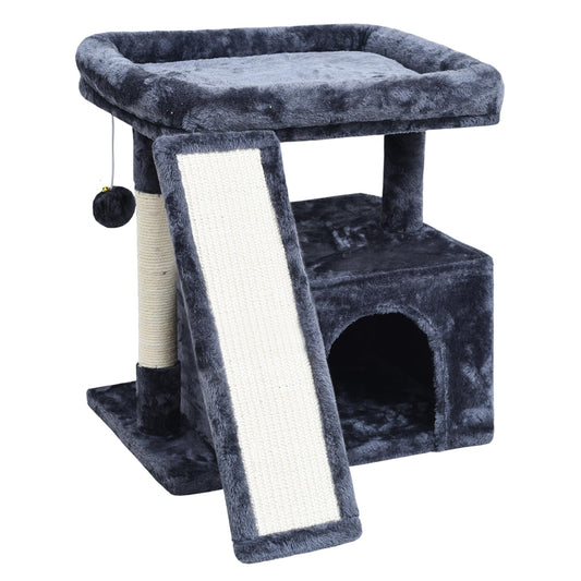 Small Cat Tree for Indoor Cats，Cat Tower with Cat Scratching Post and Board