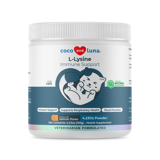 L-Lysine Supplement for Cats 900mg/scoop - Cat Supplement for Sneezing and Runny Nose Cat Cold Cat Immune Support Eye Function and Respiratory Health – Lysine Powder for Cats